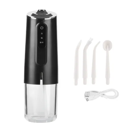 240ml Portable Oral Irrigator 3-Mode USB Rechargeable Waterproof Tooth Cleaner with 360° Rotating Nozzle Black