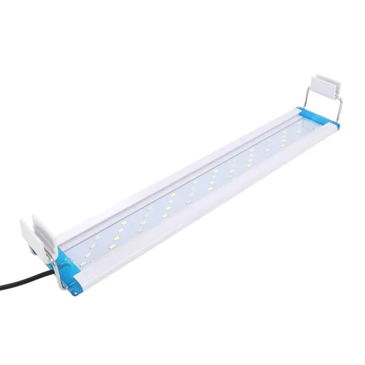 LED Aquarium Light PVC 3 Color Lighting Ultra Thin Fish Tank Light with Clip On Brackets for Home Landscaping EU Plug 38cm /15.0in