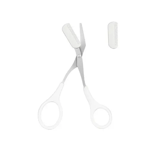 Eyebrow Trimmer Grooming Scissors Eyelash Thinning Shears Comb Brow Shaping Tool - White