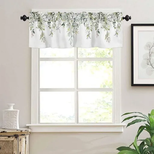 Curtain Valance for Watercolor Eucalyptus Leaf Rod Pocket Valance Window Treatments Plant Leaves