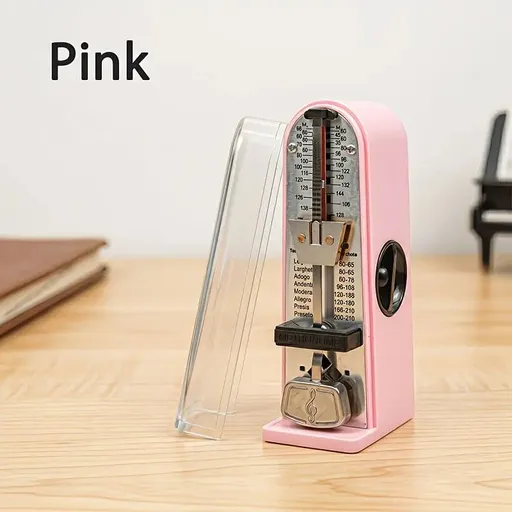 Portable Mini Mechanical Metronome – Battery-Free Instrument Beat Keeper, Universal Rhythm Training Aid for Piano, Guitar, Ukulele, and Wind Instruments（pink)