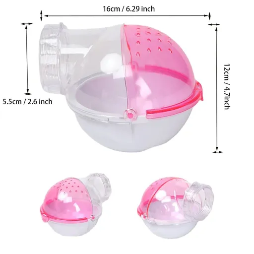 Small Animal Bath House,Pet Toy Acrylic Hamster Bathroom Cage Toilet Bathtub Sand Bath Container Removable, (Pink)