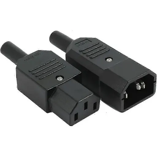 1 pair AC250V 10A IEC C14 male C13 female, 3 pin terminals Inline adapter contact power socket, Copper material