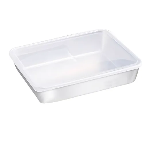 Food Storage Container with Lid 304 Stainless Steel Square Lunch Container for Fridge Outdoor Picnic L 2200ml 25.5x20x5.5cm / 10.0x7.9x2.2in