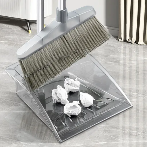 Broomstick and Dustpan Set Long Adjustable Handle and Dustpan Combo for Sweeping Pet Hair From Home Office Kitchen Hall Floors Indoor and Outdoor Cleaning,Sweeping,Cleaning Supplies 12.2*11.42*3.74 Gray