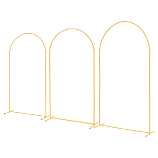 Arch Backdrop Stand, Set of 3, 2.4/2.2/2 m, Stable Structure, Easy Assembly, Gold Metal Arch Backdrop Stand for Wedding, Birthday Party, Graduation, Holiday Celebration, and Ceremony Decoration