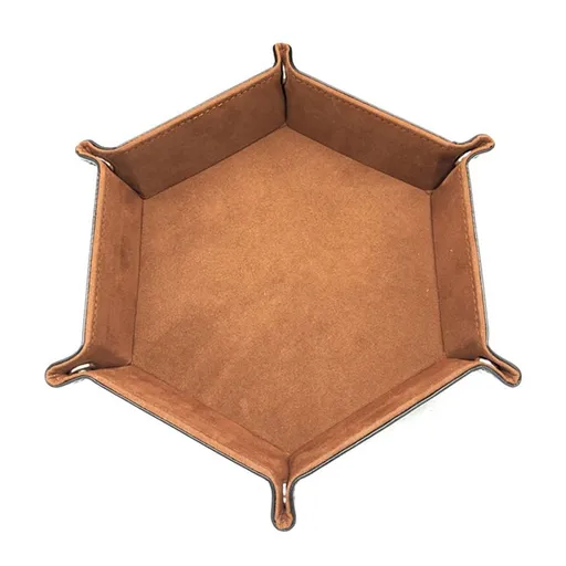 Dice Tray for Table Games Metal Dice Rolling Tray Holder Dice Storage Box Double Sided Folding PU Leather,（2pcs）