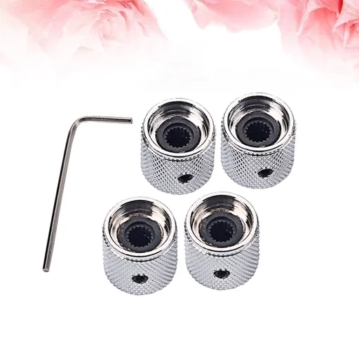 4Pcs Metal Hexagon Knobs for Guitar Volume Control Silver 1.8 x 1.8 x 0.73in