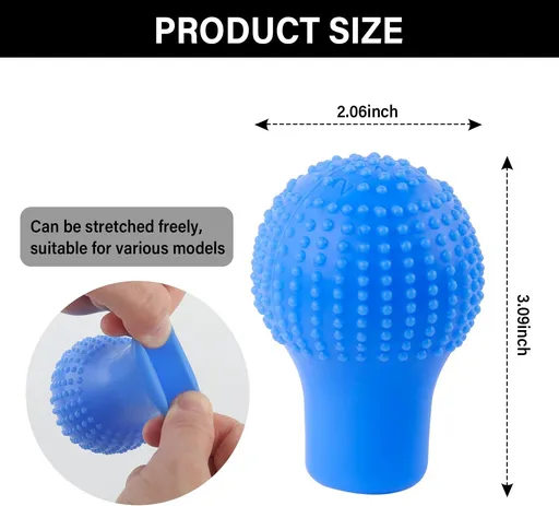 2PCS Car Gear Shif Cover,Silicone Anti-Slip Automotive Gear Shift Knob Cover with Massage Design,Universal Interior Car (Blue)