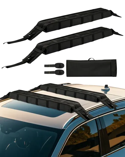 Soft Roof Rack Pads, 33-Inch Universal Car Roof Rack Pad, 176LBS Load Capacity Luggage Kayak Carrier with 2 Tie-Down Straps and Portable Storage Bag for SUP Canoe Snowboard Paddle Board