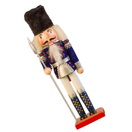 Nutcracker Figurine Exquisite Xmas Themed Wooden Nutcracker Ornament for Wine Cabinet Desk Blue Soldier with An Axe