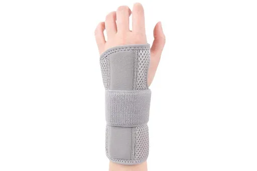 Adjustable Wrist Brace with Removable Steel Splint for Carpal Tunnel Support - Grey & Right & S