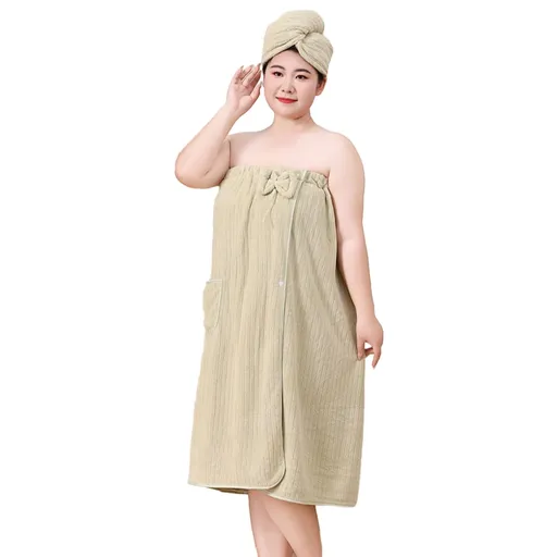 Bath Towel Wrap Women Plus Size - Adjustable Soft Microfiber Shower After Body Wraps with Hair Drying Towel Absorbent & Quick Drying for Gym Shower, Beach, Spa, Sauna Green