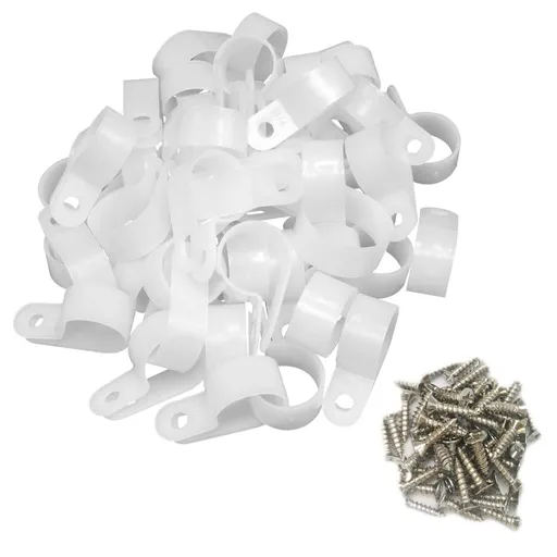 50pc Cable Clamp Type Cable Clip Wire Clamp Nylon Screw Mounting Cord Fastener Clips with Screws for Wire Management