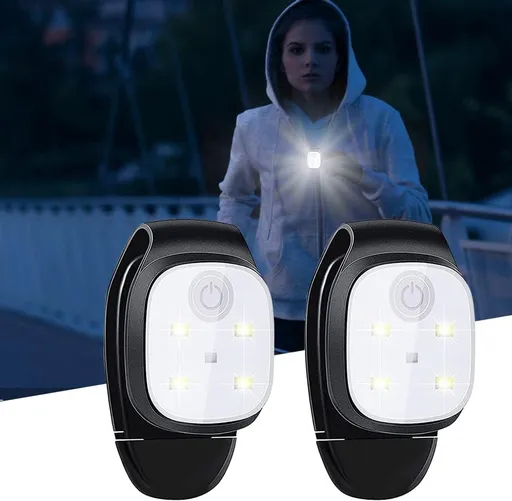 LED clip-on lights, set of 2, rechargeable, waterproof, safety lighting, running accessory, suitable for jogging, walking, running, fishing, camping and hiking.