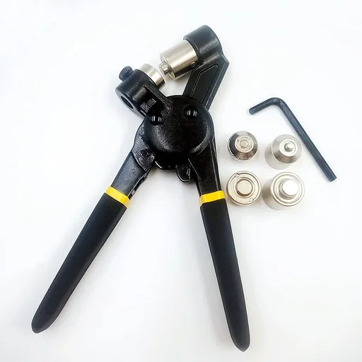Heavy duty gasket tool kit, 10mm black hand pliers+200 sets of silver eyelets+black punch+pad, handheld manual hole tool, suitable for leather canvas