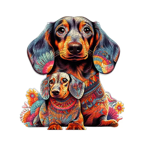 Irregular-Shaped Puzzle – A3 Size (33×43cm), 210-Piece Design, 4mm Thickness, Compact Packaging(A mother and her puppies)