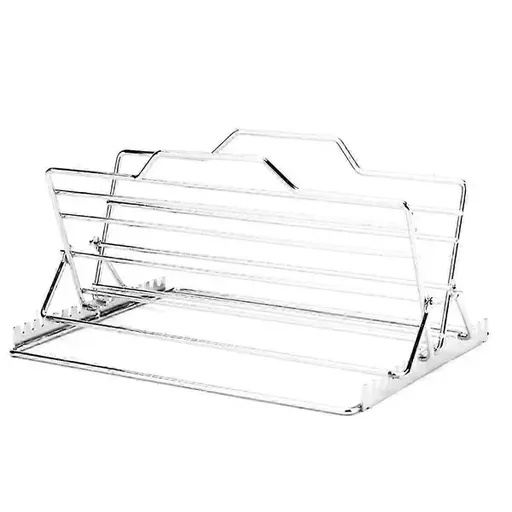Adjustable Stainless Steel V-Shape Turkey Roasting Rack for Chicken, Pork and Meat, with Drip Collection for Ovens and BBQ Grills, Silver