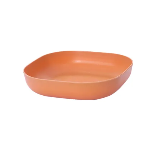 Plastic Pasta Bowls Reusable, Square Plate Bowls, Plastic Small Bowls For Kitchen, Pasta Serving Bowl, Kitchen, Orange, 14 x 14 x 2.8 cm