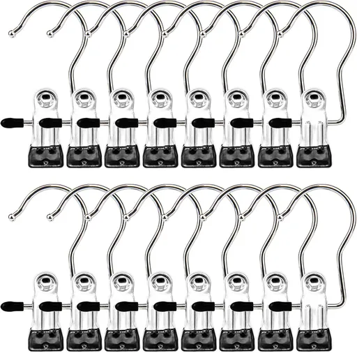 Boot Hangers Clips, 16 Pack Laundry Hooks Hanging Clips Clothes Pins Closet Hanger Organizer Clamps Socks Towel Clips Heavy Duty Clothespins Bulk Hanger Clips for Closet Travel Pants Socks Handbags