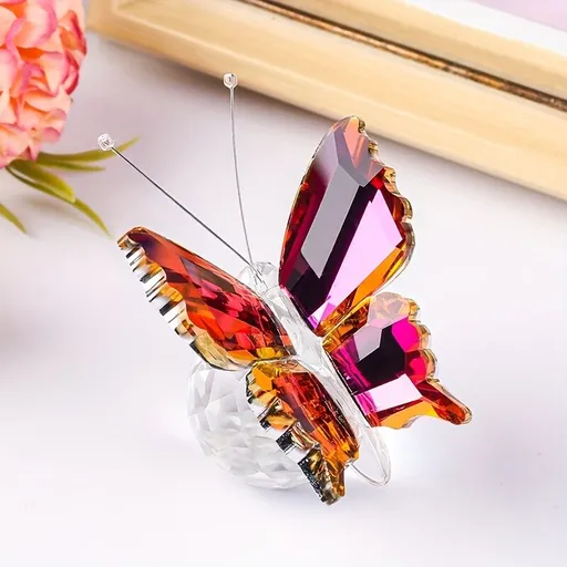 brown powder**"Crystal Wing Radiance" | 5.5cm Gradient Crystal Butterfly Sculpture — Poetry Captured in a Moment, an Eternal Gift Illuminating Space and Heart**