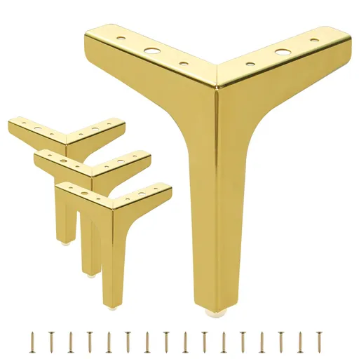 Gold Furniture Leg Metal Set of 4, Home DIY Heavy Duty Replacement Feet for Bookshelf, Sofa, Cabinet, Chair, Couch, Coffee Table