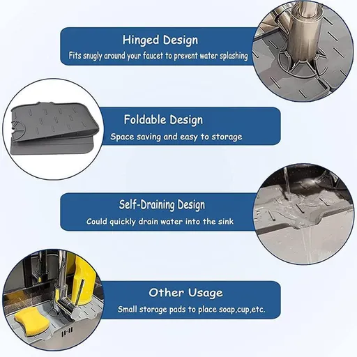 Kitchen Bathroom Silicon Sink Splash Drying Mat, Faucet Drip Protector, Commonly Used Sink Accessories In Bars, Rvs, Kitchens