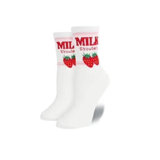 Hod Health & Home Strawberry Milk Socks - White Strawberry Milk