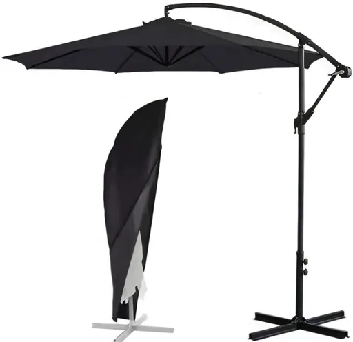 600D Cantilever Parasol Cover Black, Waterproof UV Protection Offset Umbrella Protector for Outdoor Patio Garden, 265 x 70 x 40 x 50 cm
