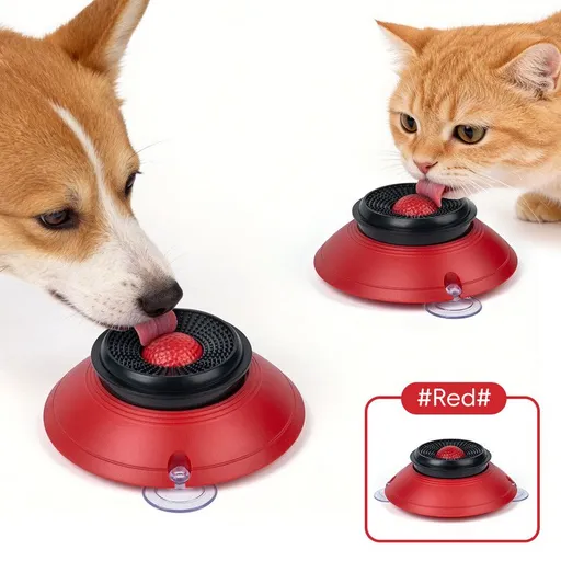 Slow Feeder Lick Bowl, Universal for Cats and Dogs, a Fun and Stimulating Feeding Tool - Red