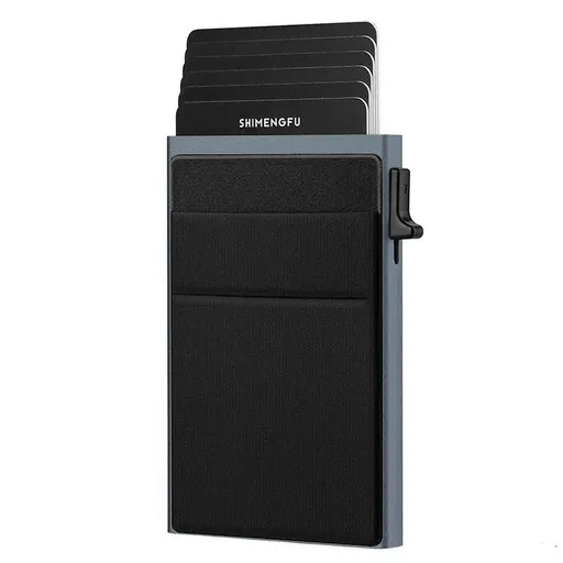 Grey RFID Blocking Aluminum Wallet - Slim Pop Up Card Holder - 10+ Card Capacity, Cash Pocket, Lightweight Front Pocket Design