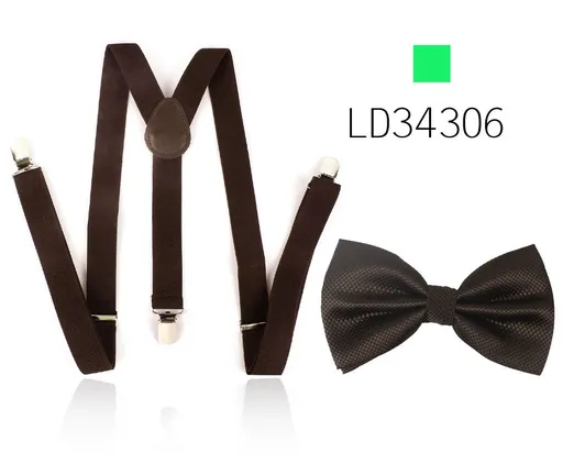 Adult Polyester Suspenders Bow Tie Set 2.5cm LD34306