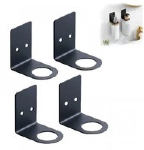 Pieces Wall-Mounted Soap Dispenser - Wall-Mounted Soap Dispenser - Hand Pump Holder - Wall-Mounted Shampoo Bottle Holder - Kitchen-Bathroom Organizer - Wall Bracket - Black
