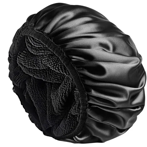Elastic satin lined shower cap, Shower Bonnet with elastic band, Reusable, Soft Bath Shower Caps, Waterproof Double Layer