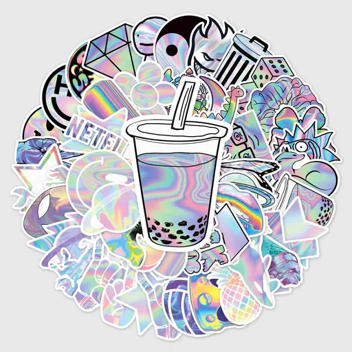 Laser Waterproof Stickers for Kids,50pcs Pack Aesthetic Sticker for Water Bottles Laptop Notebooks Computer Skateboard (Laser)