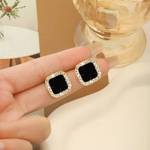 Cubic Zirconia Earrings Studs, White Gold Square Round Teardrop Heart Stud Earrings Hypoallergenic for Women