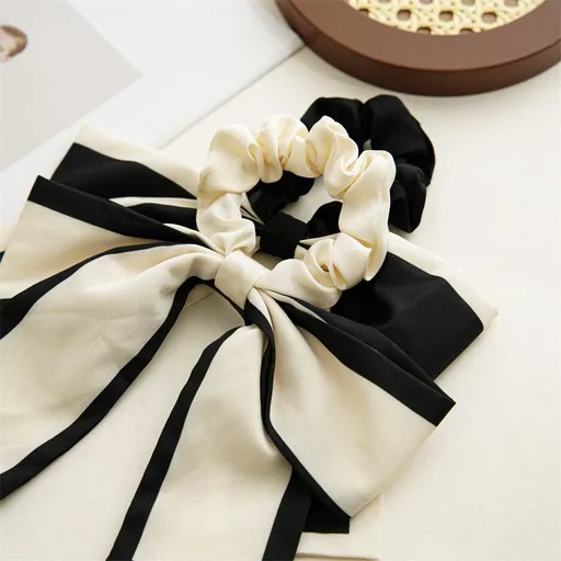 2PCS Hair Scarf Scruncheis for Women Knotted Bow Hair Ties Elastic Bands Satin Hair Ribbon Scrunchy Ponytail Holder