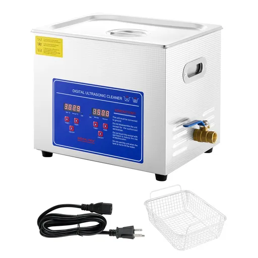 Ultrasonic Cleaner 10L Digital Timer High-performance Stainless Steel Silver