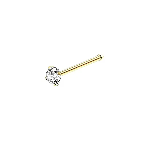 Stainless Steel Nosepiece with Gold Nose Stud Stylish Piercing Jewellery Women - Straight Rod-2.5mm