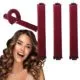 4-Piece Heat-Free Hair Curlers for All Hair Types, Flexible Curling Rollers with Hook, Gentle No Heat Hair Care, red