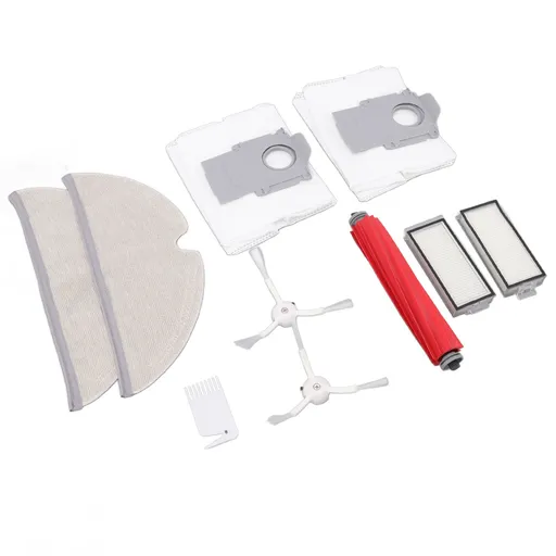 Vacuum Cleaner Main and Side Brush Replacement Set with Filter Cleaning Mop and Dust Bag for Roborock T8