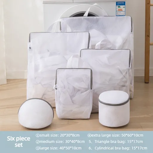Fine Mesh Laundry Bag Set, 6 Pieces Anti-Snag Washing Bags with Zipper and Handle, for Delicate Clothes, Bras, Household Laundry