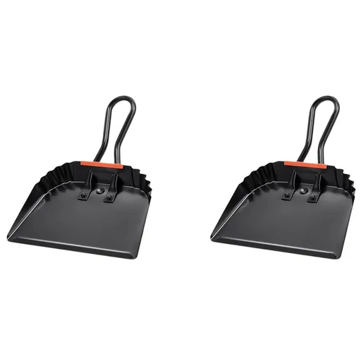 2X Industrial Metal Dustpan 12Inch Dust Pan with Handle Handheld Dustpan Wide Scoopers Dust and Debris Sweeping Tool