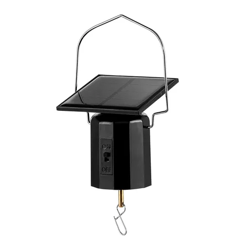 Rotating solar powered wind turbine motor for hanging garden spinners and wind chimes, solar powered rotating machine motor