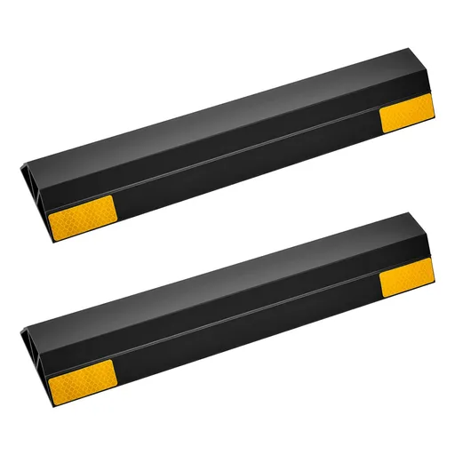 Parking Stopper, 406 mm 2 Pcs Heavy Duty Parking Aid for Garage, PP Curb Garage Floor Stopper with Reflective Strips, Vehicles Gadgets for Cars Vans Trucks Tire Wheel Guide Block Stops Bumpers