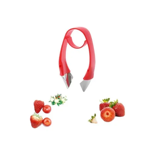 Red Strawberry Huller Stem Remover, Potato Corer, Pineapple Corer, Tomato Corer, Fruits and Vegetables Eye Peeler,Stainless
