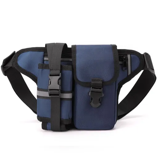 Water Bottle Holder Fanny Pack for Hiking, Running, Travel & Outdoor Activities - Blue