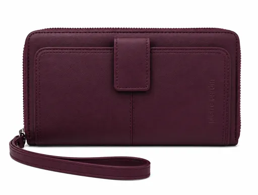 Pierre Cardin Womens Leather Zip Around Wallet RFID Blocking w/ Wristlet in Wine