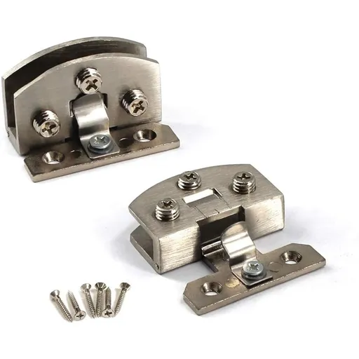 Cabinet Glass Door Hinge,4 Pcs 90 Degrees Frameless Glass Door Hinge for Cupboard Display Clip Showcase Wine Cabinet Clamp Gate Silver