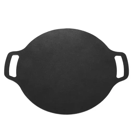 Round Korean BBQ Grill Pan with 6-Layer Non-Stick Aluminum Alloy Surface for Indoor Cooking, Camping and Outdoor Grilling, Black, 33 cm